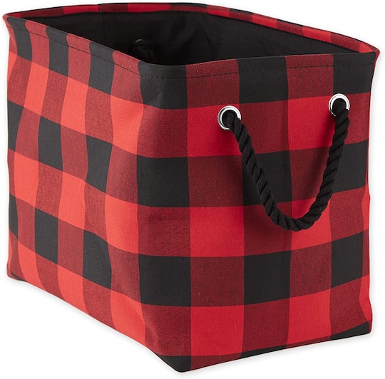 DII® Medium Buffalo Check Polyester Rectangle Bin in Red/Black | 16" x 10" x 12" | Michaels®